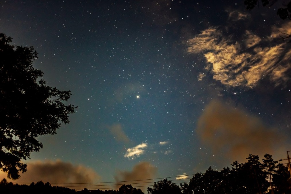 2020年9月2日白樺高原の白樺湖畔からの夜空【星空高原】